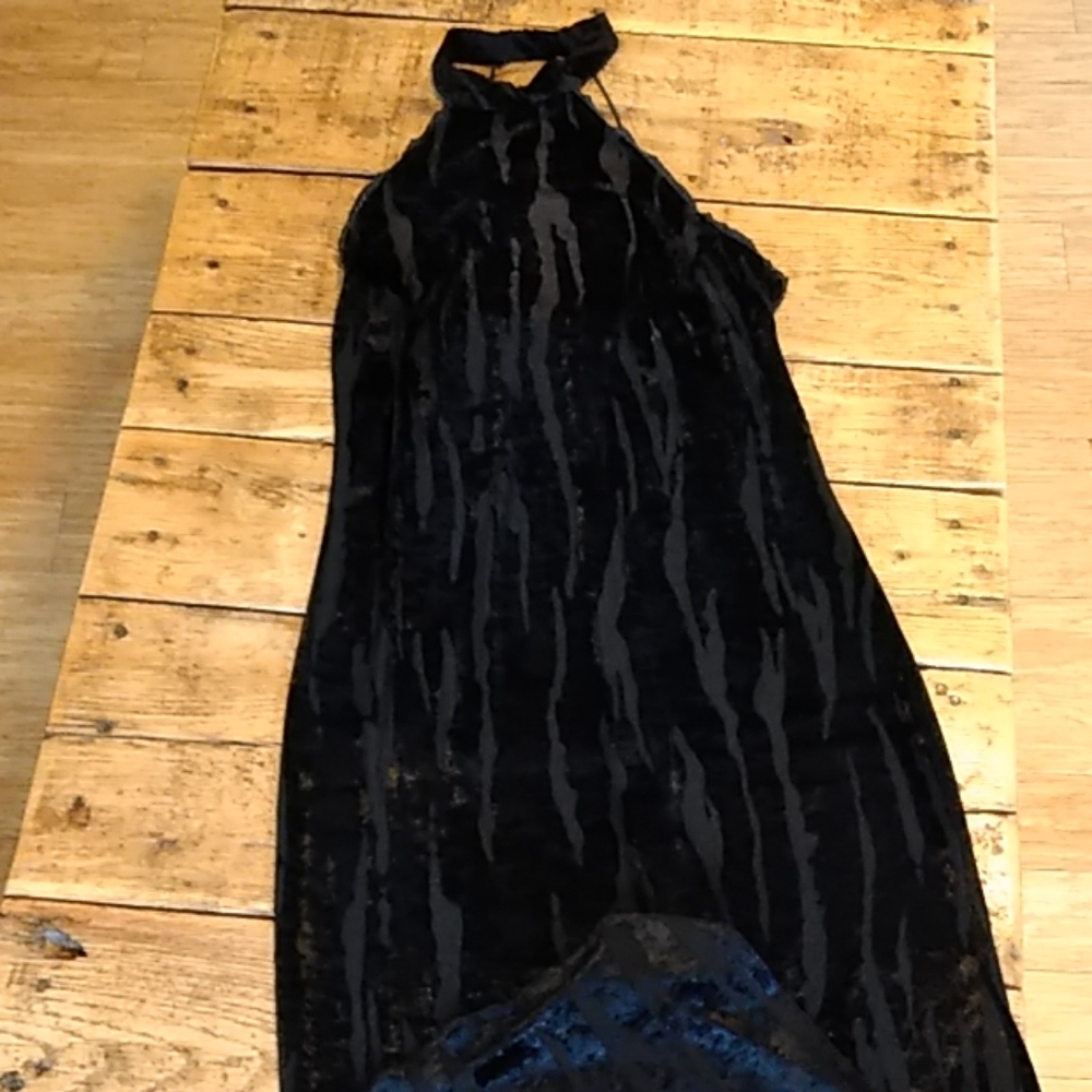 Velvet Diamond Straps Black Prom Wedding Dress | XS/S